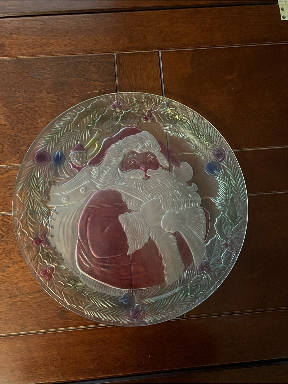 Festive Santa Decorative Glass serving platter